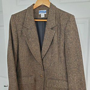 Vintage Pendleton Classic women's 100% wool blazer Size 10 brown black tan